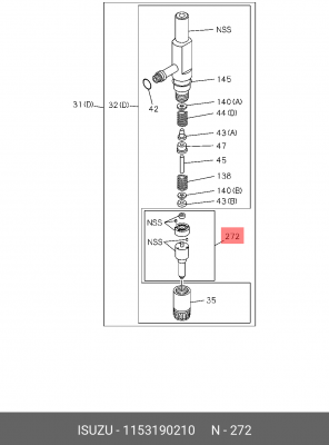 Ремкомплект, распылитель 1-15319-021-0 ISUZU