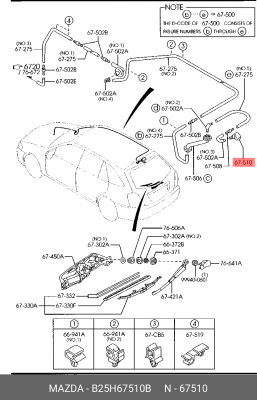 Форсунка стеклоомывателя B25H67510B MAZDA