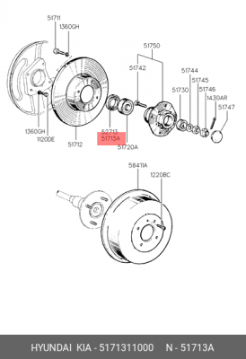 Уплотняющее кольцо, ступица колеса 5171311000 HYUNDAI KIA