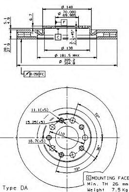 Тормозной диск 09.9363.20 BREMBO
