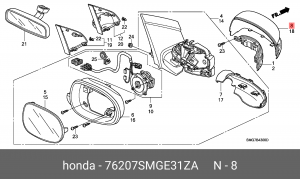 Крышка зеркала заднего вида 76207SMGE31ZA HONDA