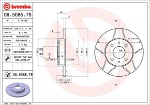 Тормозной диск 08.5085.75 BREMBO