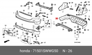 Бампер задний 71501SWWG50 HONDA