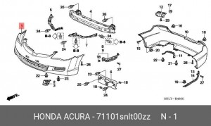 Бампер передний 71101SNLT00ZZ HONDA