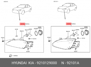 Фара головного света 9210129000 HYUNDAI KIA
