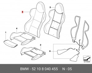 Обивка спинки сиденья 52 10 8 040 455 BMW