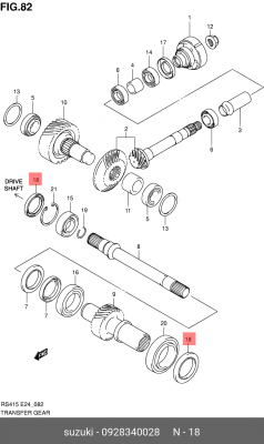 Уплотняющее кольцо, дифференциал 09283-40028 SUZUKI