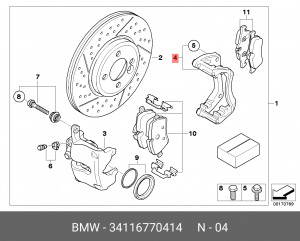 Кронштейн, корпус скобы тормоза 34 11 6 770 414 BMW