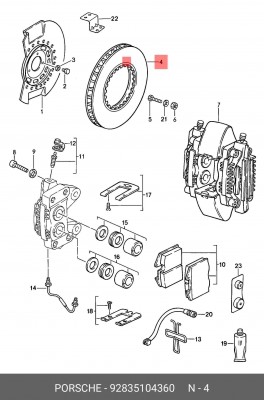 Тормозной диск 92835104360 PORSCHE