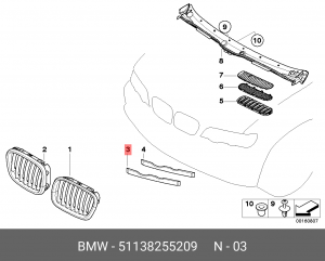 Накладка фары 51 13 8 255 209 BMW