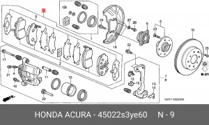 Комплект тормозных колодок, диско 45022S3YE60 HONDA