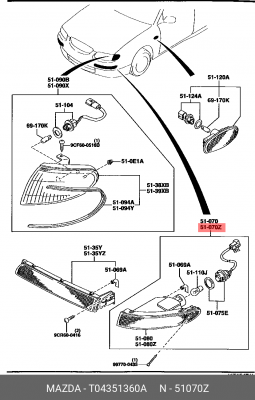 Указатель поворота T04351360A MAZDA