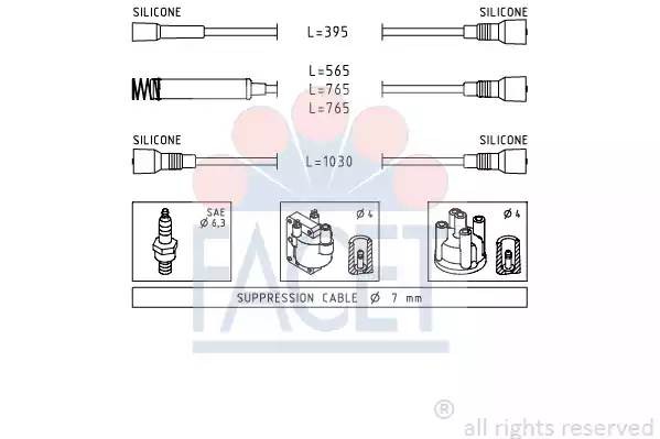 Ккомплект проводов зажигания 4.8527 FACET