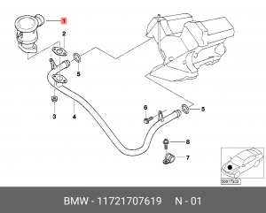 Клапан, насосная система дополнительного воздуха 11 72 1 707 619 BMW