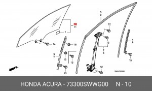 Стекло двери 73300SWWG00 HONDA