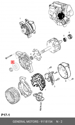 Ременный шкив, генератор 9118154 GENERAL MOTORS