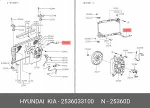 Термовыключатель, вентилятор радиатора 2536033100 HYUNDAI KIA