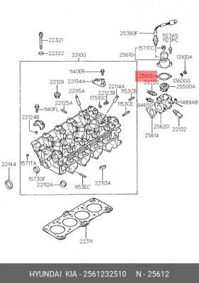 Прокладка, термостат 2561232510 HYUNDAI KIA