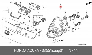 Фонарь задний 33551SAAG01 HONDA