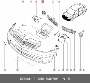 Кронштейн крепления противотуманной фары 6001546785 RENAULT