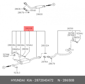 Средний глушитель выхлопных газов 2872043472 HYUNDAI KIA