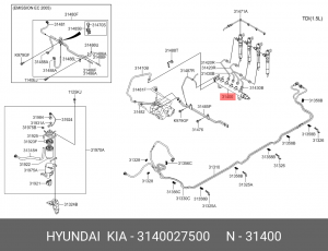 Распределительный трубопровод, топливо 3140027500 HYUNDAI KIA