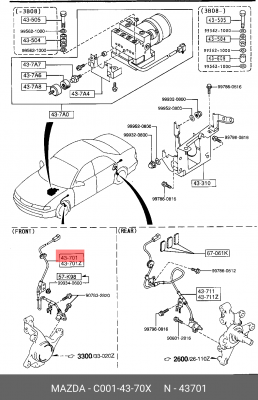 Датчик, частота вращения колеса C0014370X MAZDA