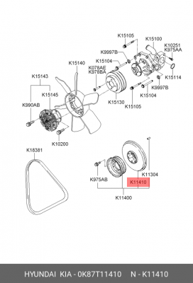 Шкив коленвала 0K87T11410 HYUNDAI KIA