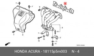 Прокладка, выпускной коллектор 18115P5M003 HONDA