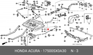 Топливный бак 17500SX0A30 HONDA