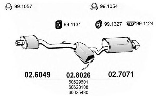 Средний глушитель выхлопных газов 026049 ASSO