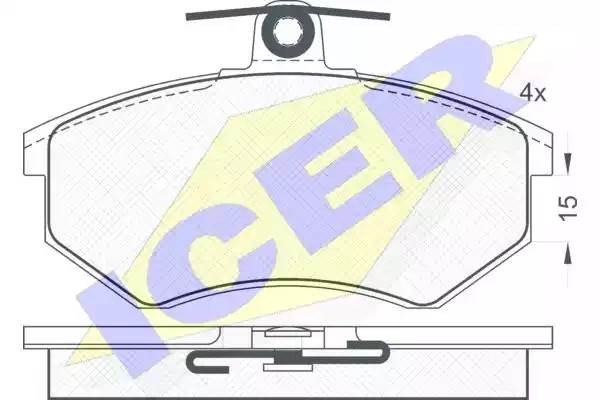 Комплект тормозных колодок, диско 180809 ICER