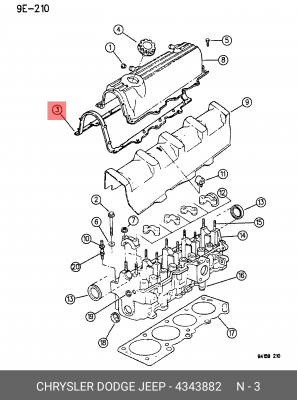 Прокладка, крышка головки цилиндра 434 3882 CHRYSLER