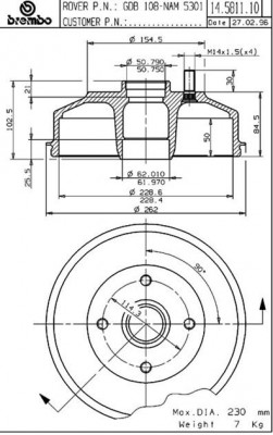Тормозной барабан 14.5811.10 BREMBO