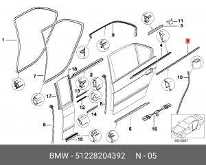 Уплотнитель двери 51 22 8 204 392 BMW
