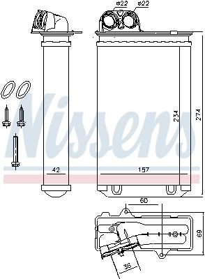 Теплообменник, отопление салона 71152 NISSENS