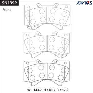 Колодки тормозные дисковые SN139P ADVICS