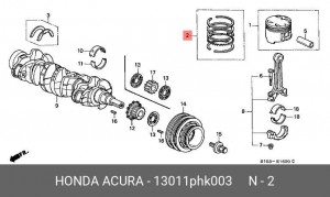 Кольца поршневые (комплект) 13011PHK003 HONDA