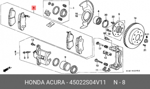 Комплект тормозных колодок, диско 45022-S04-V11 HONDA