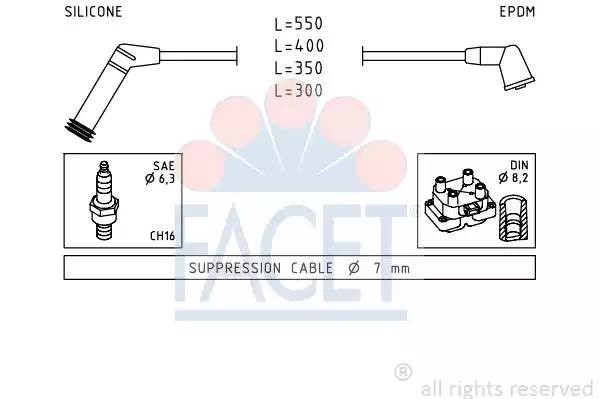 Ккомплект проводов зажигания 4.7119 FACET