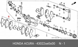 Комплект тормозных колодок, диско 43022-SE0-S00 HONDA