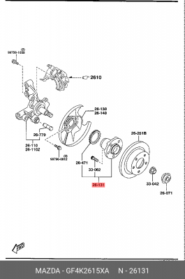 Комплект подшипника ступицы колеса GF4K-26-15XA MAZDA
