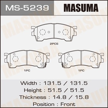 Колодки тормозные дисковые MS5239 MASUMA