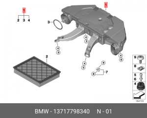 Корпус воздушного фильтра с фильтром 13 71 7 798 340 BMW