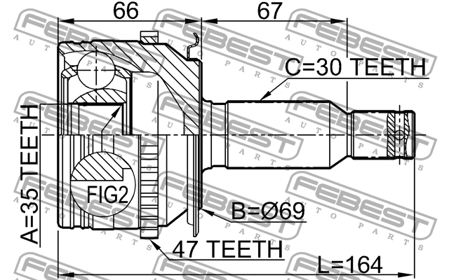 ШРУС 0410-KB4A47 FEBEST