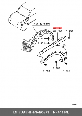 Накладка крыла MR496891 MITSUBISHI