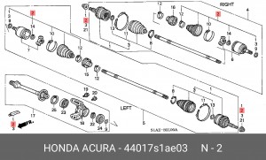 Комплект пылника, приводной вал 44017S1AE03 HONDA