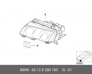Основная фара 63 12 8 380 180 BMW