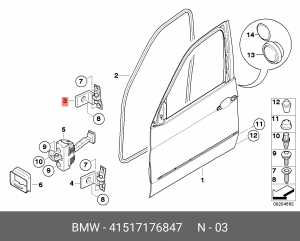 Петля - шарнир открывания двери 41 51 7 176 847 BMW