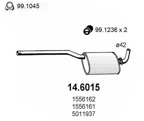 Средний глушитель выхлопных газов 146015 ASSO